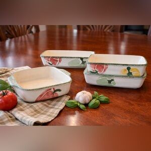 Vintage SECLA Portugal Baking Dish Set | 4 Pc Veggie Design